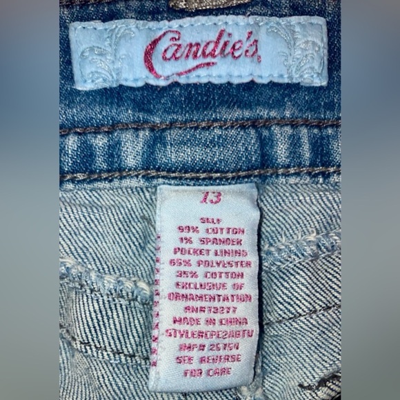 Y2K Candies Juniors Distressed Embroidered Low Rise Flare Leg Jeans - Picture 3 of 6